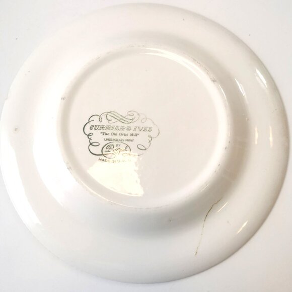 Vintage Blue & White Plate Duo Currier & Ives Royal Grist Mill & Mita Nicole w/ - Picture 3 of 10